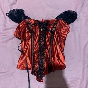 Halloween/ dress up Red and Black Lace Corset Top